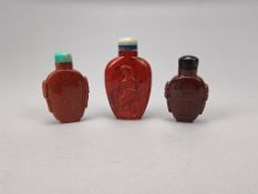 (3) Chinese Hard Stone Snuff Bottles.