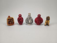 (5) Asian Carved Snuff Bottles.