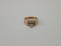 14K Yellow Gold Ring with Diamonds.