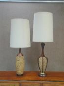 (2) Modernist Teak & Cork Table Lamps.