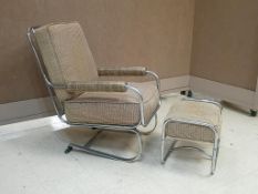 KEM Weber for Lloyd Mfg. Chrome Chair & Ottoman.