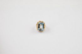 14K Yellow Gold & Aquamarine Cocktail Ring.
