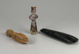 3 Kultgegenstände Jade geschnitzt