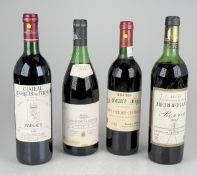 Vier Flaschen Rotwein, 0,75 l