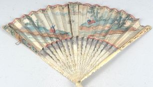 Rokoko Fächer mit galanten Szenen am Flussufer