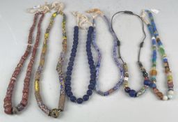 6 Ketten mit antiken Murano-Canes-Millefiori-