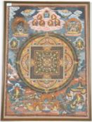 Antikes Tibetisches Tangka-Mandala und Emanationen des Buddha