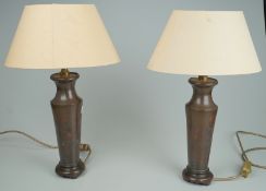 Pärchen Tischlampen mit Schhibajama-Silberintarsien - Meiji