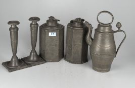 3 Erntekannen und Leuchter, 1H. 19. Jh.