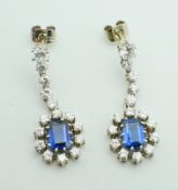 1 Paar Ohrstecker, Saphir und Diamanten, WG 750