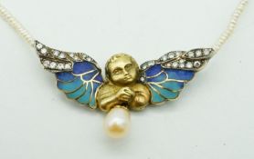 Collier in Form eines Engels, 750 WG