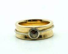 Solitär Herrenring 585 GG/WG-Juweliersanfertigung 0.695 Ct