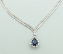 Collier mit Saphir und Diamanten, 750 WG