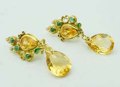 Juwelenbesetzter Ohrschmuck, Italien, 750 GG