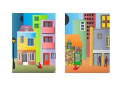 Mark BROOKS (1957-2023, Outsider Artist) Two Works from the Black Moon Street Series