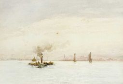 Manner of Archibald Knox Steamboat and Sail Boats