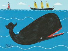 Stephen CAMPS (1957) A Whale, A Boat and a Lighthouse