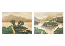 Two naive Irish Views Each signed Whateley