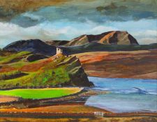 20th Century Scottish School Ruins of Castle Varrich, The Kyle of Tongue, Sutherland