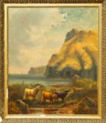 Cedric GRAY (XIX-XX) Highland Cattle in Scottish Landscape