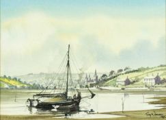 Tony WARREN (1930-1994) Stone Barge on the Ebb Tide Below Truro C.1920