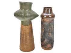 Two studio pottery vases One marked KH