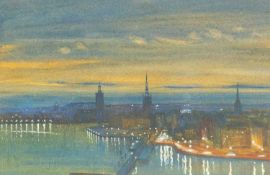Manner of Engelbert BERTEL-NORDSTRÖM Stockholm View by Streetlight