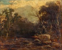 Victorian School Fisherman Beside a River