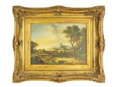 Follower of Pierre Henri DE VALENCIENNES (1750-1819) Figures in a Classical Landscape running a Mara