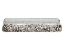 An attractive and unusual Edwardian silver lidded cut glass long trinket or hat pin box.