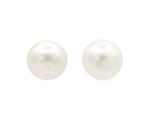A pair of 9k gold cultured pearl stud earrings.