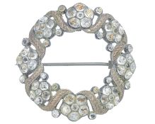 A Georgian silver with gold overlay 'black dot' paste set buckle. Converted to a brooch.