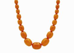 A graduated butterscotch amber-style necklace.