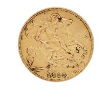 A George V 1913 half sovereign gold coin.