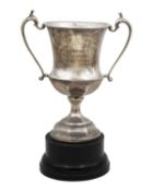 A George V silver twin-handled pedestal trophy cup.