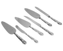 A selection of hallmarked silver-handled knives with stainless steel blades.