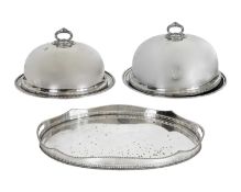 Two pairs of silver-plated EPNS lidded tureens.