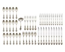 An American sterling silver part canteen of 'Alexandra' pattern cutlery by Lunt.