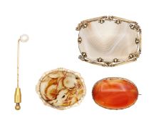 A selection of gold jewellery items.