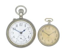 Two nickel cased keyless wind pocket watches.