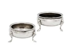 A pair of Edwardian circular salts by Goldsmiths & Silversmiths Co. Ltd.