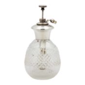 A George V silver-mounted cut glass atomizer.
