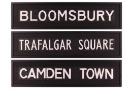 Original (1960s) London Bus Blinds: includes, Bloomsbury, Camden Town and Trafalgar Square, 111 x 27