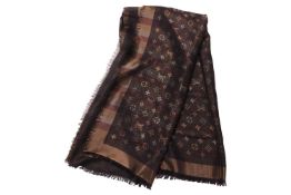Louis Vuitton - a large So Shine monogram shawl, jacquard weave in brown tones, 142.5cm x 142.5cm. B