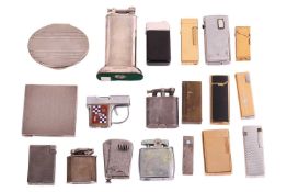 A collection of lighters and a Baume & Mercier watch; The selection of sixteen lighters includin