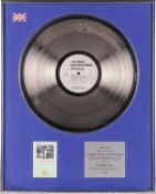 Ian Dury: New Boots and Panties!!, 1978, Stiff, Silver disc award, presented to Red Shadow for sales