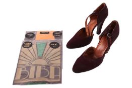 Biba: A pair of Vintage shoes and Original Biba 20 denier unseamed tights in emerald and marigold - 