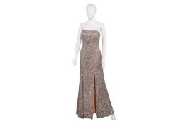 Jilly Johnson – Silver and nude evening gown, UK Size 8.Offered for sale on Behalf of the Charity, L