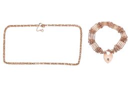 A Byzantine link necklace in 9ct gold, completed with spring-ring clasp, British assay marks, 39.0 c