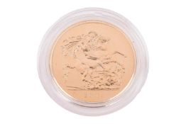 1996 £5 Brilliant uncirculated gold coin, 22ct gold, diameter 36.02 mm, 39.94 grams, encapsulated to